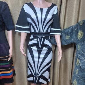 Black and White Geometric Dress